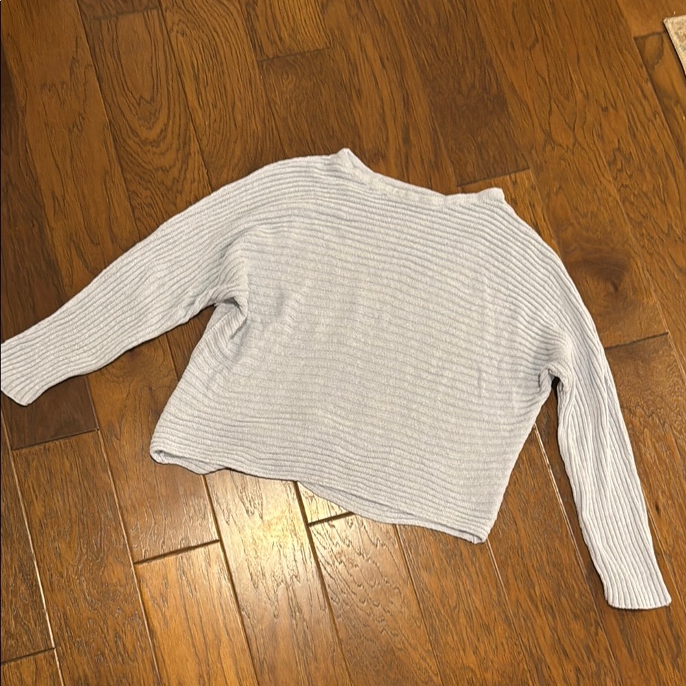 Free People Light Gray Ribbed Sweatshirt